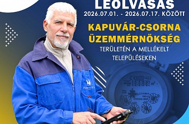 Vízmérő leolvasás: a Kapuvár-Csorna Üzemmérnökség területén
